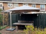 Grote parasol (295x295) met granieten voet, Ophalen, Gebruikt, Parasolvoet