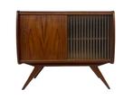 Vintage Kastje Compact Dressoir Jaren 60 Teak Fineer, Huis en Inrichting, Kasten | Dressoirs, Gebruikt, 50 tot 100 cm, 25 tot 50 cm