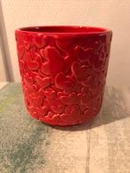 Bloempot hart hartjes rood zgan binnen bloem pot plantje, Rond, Ophalen of Verzenden, Minder dan 25 cm, Aardewerk