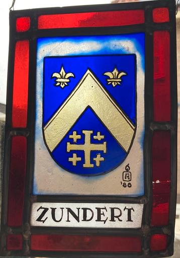 Oude raamhanger ZUNDERT Glas in Lood Gesigneerd Gedateerd beschikbaar voor biedingen