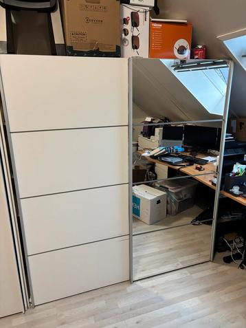 Kledingkast wit met spiegel schuifdeur 180 x 200 beschikbaar voor biedingen
