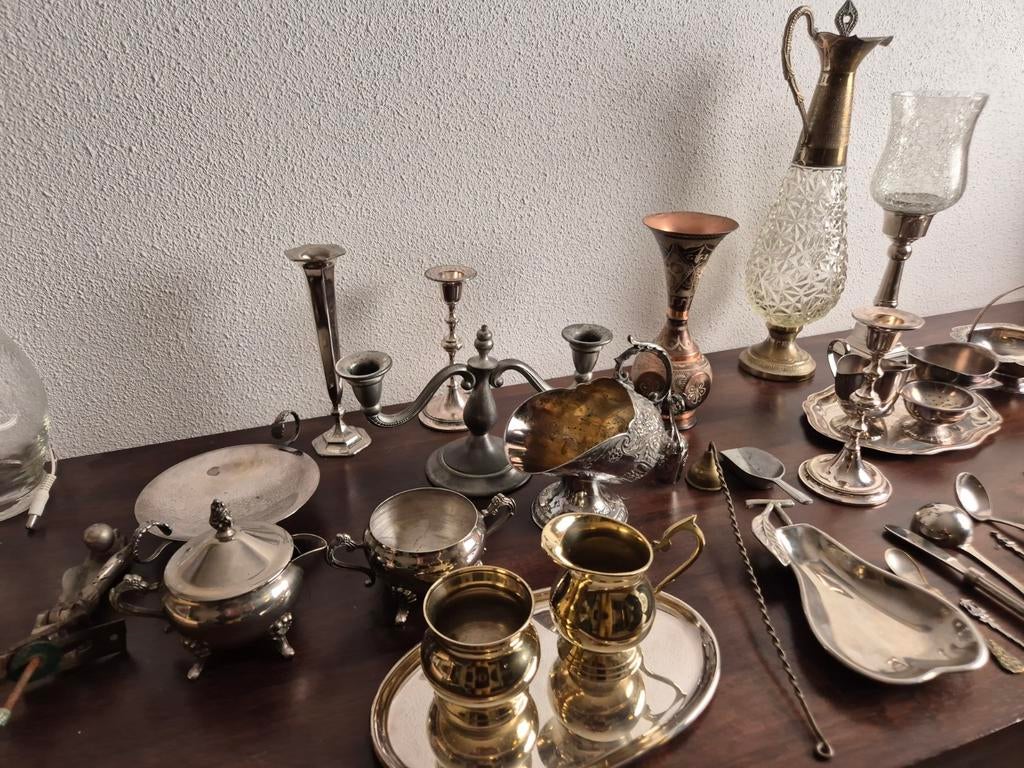 Zilverwerk Verzilverd Servies Kandelaren Bestek Schaaltje, Antiek en Kunst, Antiek | Goud en Zilver, Zilver, Ophalen of Verzenden