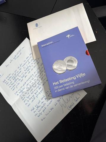 Jubileum munt Belastingdienst inclusief brief Zalm beschikbaar voor biedingen