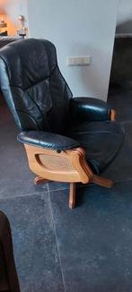 Fautuil zwart leer zit lekker, Ophalen, Gebruikt, Leer