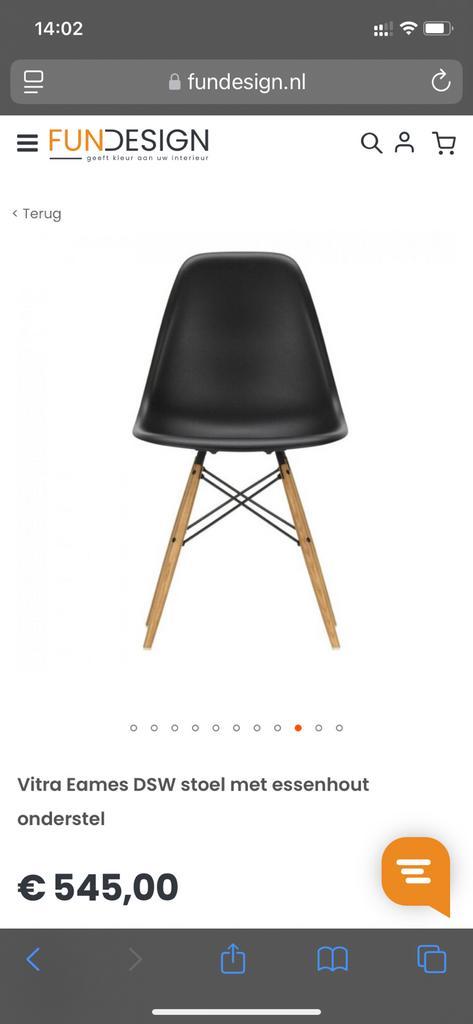 Vitra Eames DSW zwart 4 stuks, Huis en Inrichting, Stoelen, Gebruikt, Vier, Kunststof, Zwart, Ophalen