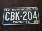 Kentekenplaat licenseplate Kentucky Fayette 1975 USA, Verzenden, Gebruikt, Auto's