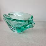 Vintage grote glazen schaal asbak turquoise, Antiek en Kunst, Antiek | Glas en Kristal, Ophalen of Verzenden