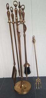 Vintage messing haardset decoratief en functioneel, Ophalen of Verzenden, Zo goed als nieuw, Vrijstaande haard, Houthaard