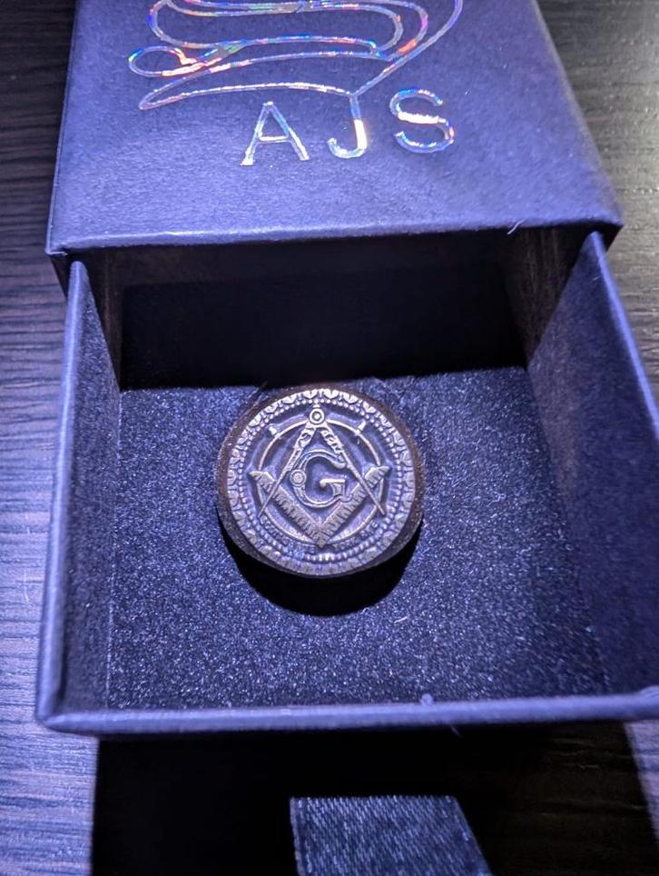 Mooie Vrijmetselaar Ring, Sieraden, Tassen en Uiterlijk, Ringen, Nieuw, Dame of Heer, 19 tot 20, Goud, Overige materialen, Ophalen of Verzenden