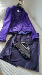 Scarva set 4-delig 40 jasje fluweel | rok | top | tas kroko, Maat 38/40 (M), Kostuum of Pak, Scarva, Paars