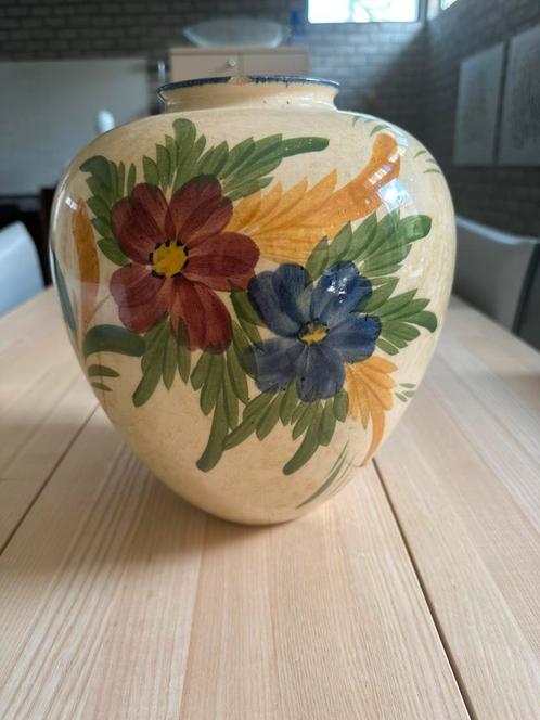 Potterie Huizen grote vaas handbeschilderd Huizerbont, Antiek en Kunst, Antiek | Vazen, Ophalen of Verzenden