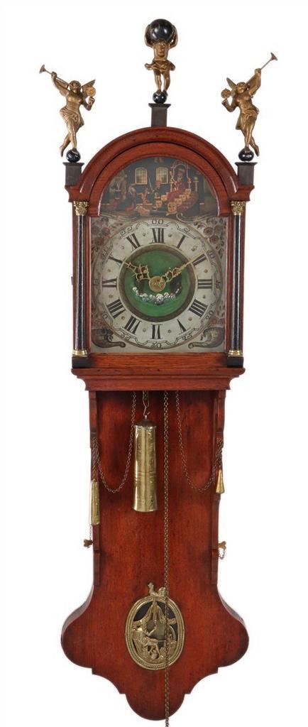 Antieke Friese staartklok met mechaniek, Antiek en Kunst, Antiek | Klokken, Ophalen of Verzenden