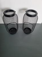 Zwarte windlichten - set van 2 Ikea Toppig, Zwart, Ophalen of Verzenden, Zo goed als nieuw, Metaal