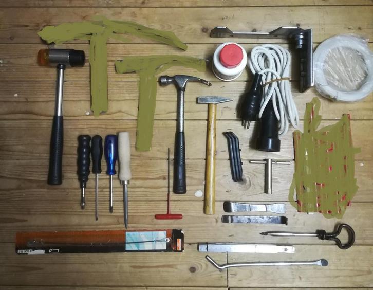 Hamers, lijmklemmen, plamuurmessen, metselen, zagen enz, Doe-het-zelf en Verbouw, Gereedschap | Handgereedschap, Nieuw, Ophalen of Verzenden