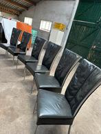 6 leren eetkamerstoelen, Huis en Inrichting, Ophalen, Gebruikt, Grijs, Vier