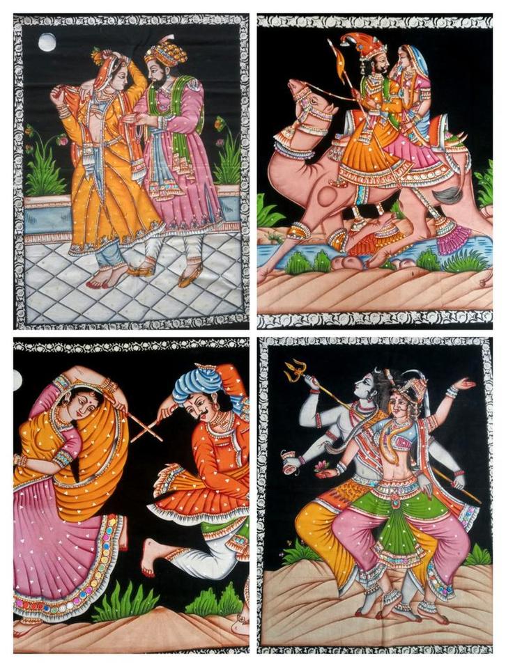 Indiase batik doeken / muur decoratie, Antiek en Kunst, Kunst | Niet-Westerse kunst, Ophalen of Verzenden