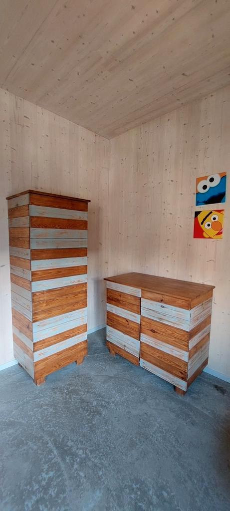 Steigerhouten kinderkamer: kast, commode en ledikant, Kinderen en Baby's, Kinderkamer | Commodes en Kasten, Ophalen of Verzenden