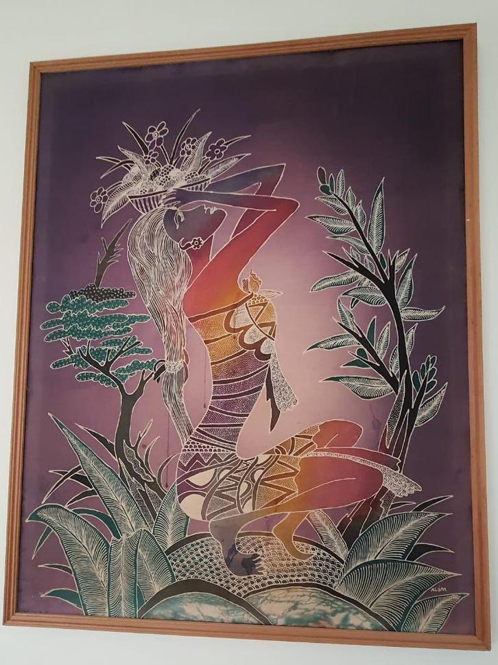 6 schilderijen uit Indonesië, Java uit de jaren 70, Antiek en Kunst, Kunst | Schilderijen | Klassiek, Ophalen of Verzenden