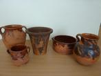 5 vintage  aardewerkpotten/kannen wo.de kleinste gratis., Overige kleuren, Aardewerk of Porselein, Ophalen of Verzenden, Zo goed als nieuw