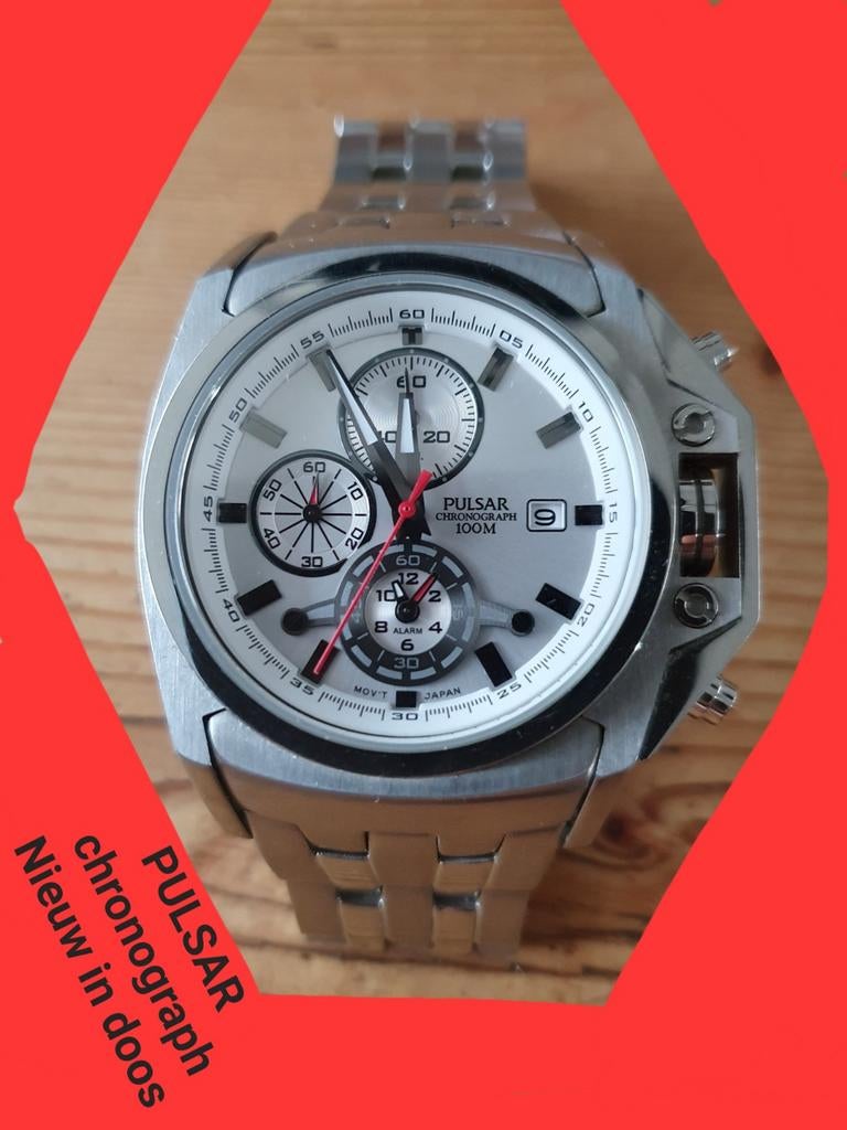 Pulsar chronograph 100 m de echte, NIEUW ., Ophalen of Verzenden, Nieuw, Staal, Overige merken