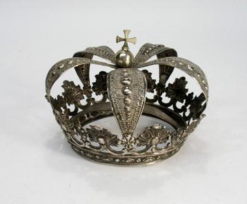 ZILVER - ANTIEKE GROTE KROON MARIA - HEILIGEN BEELD ca.1856 beschikbaar voor biedingen