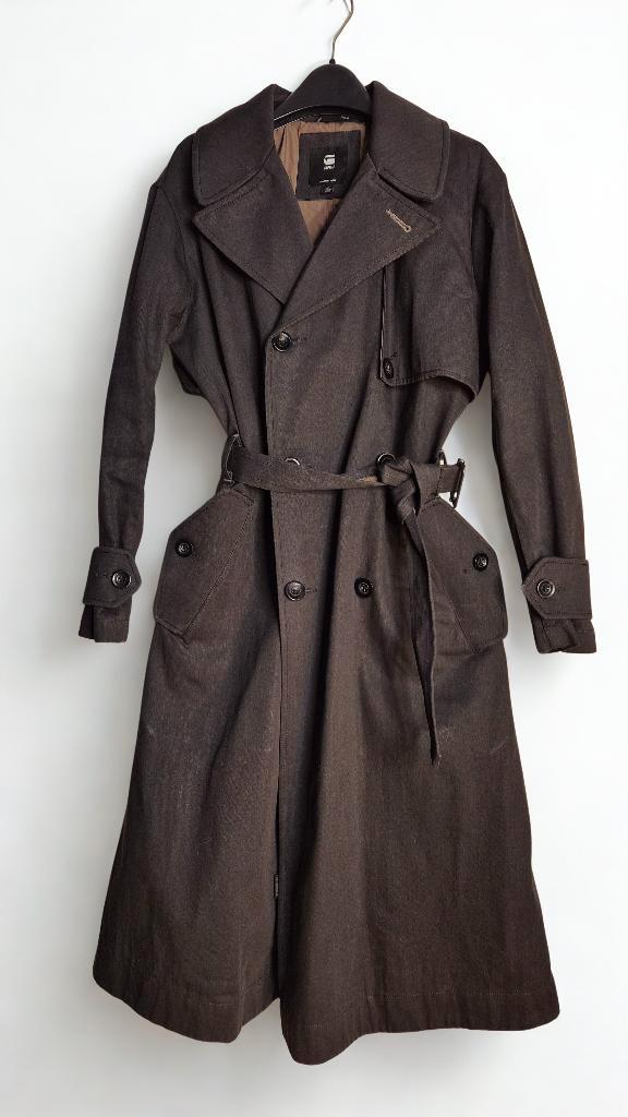 G-Star RAW Trenchcoat - Lange Damesjas - Donkergrijs, Kleding | Dames, Jassen | Winter, Zo goed als nieuw, Maat 36 (S), Grijs