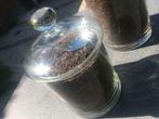 2 glazen voorraadpotten met thee en scheplepel, Ophalen, Overige typen, Overige stijlen, Glas