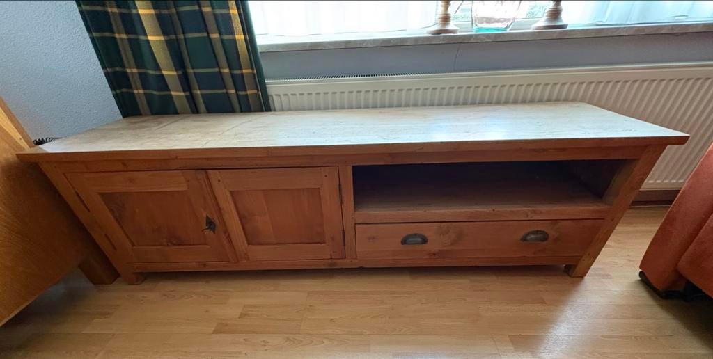 Teak houten TV Meubel - 176x48x50 cm, Ophalen, Gebruikt, 150 tot 200 cm, Eikenhout