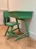 Oud schoolbankje met stoel - origineel uit Arnhem, Ophalen, Gebruikt, Bureau