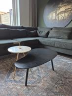 Set: zwarte salontafel druppelvorm + bijzettafel marmer/goud, Huis en Inrichting, Tafels | Salontafels, Ophalen, Overige materialen