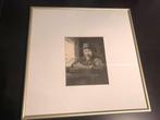 Ets Rembrandt 12,5 x 16,5 in lijst 35x35 zelfportret, Antiek en Kunst, Kunst | Etsen en Gravures, Ophalen of Verzenden