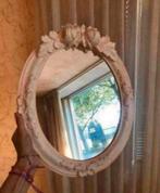 Frans brocante ovale spiegel met rozen ornamenten, Antiek en Kunst, Antiek | Spiegels, Ophalen, Ovaal, Minder dan 50 cm