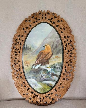 Uniek schilderij 'Adelaar' op paneel gesign. H. Kroon beschikbaar voor biedingen