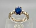 Gouden Vintage ring edelsteen saffier en diamant. 2026/58.