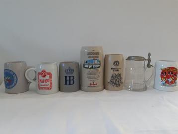 Stenen bierpul (7x), pul, kroes, 6x 0,5 liter, 1x 1,0 liter beschikbaar voor biedingen