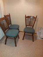 4 donker eiken eetkamerstoelen Retro model., Antiek en Kunst, Ophalen