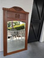 Grote spiegel / massief eikenhout / Art Deco / geslepen, Ophalen, Rechthoekig, 50 tot 100 cm