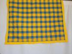 Mooi katoenen tafelkleed geel-blauw geruit 90x90 cm, Huis en Inrichting, Binnen, ., Vierkant, Ophalen of Verzenden