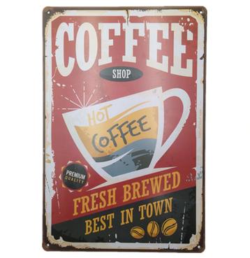 Coffee Metalen Bord (Plaat Vintage Koffie Muur Decoratie) beschikbaar voor biedingen