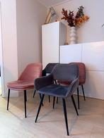 4 velvet stoelen, Huis en Inrichting, Stoelen, Ophalen, Gebruikt, Overige kleuren, Vier