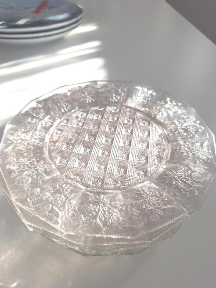 6 glazen borden uit jaren 60, Antiek en Kunst, Antiek | Glas en Kristal, Ophalen of Verzenden