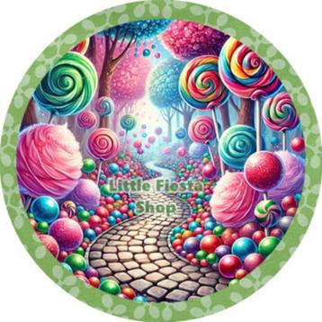 L715 icing frosting candyland snoep 20cm eetbare taart print beschikbaar voor biedingen
