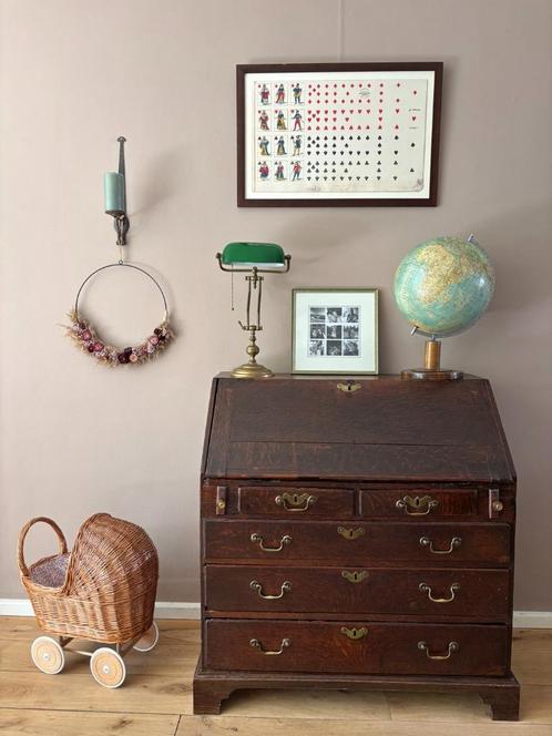 Antieke secretaire kast – uitklapbaar bureau (93x104x51 cm), Huis en Inrichting, Kasten | Secretaires, Gebruikt, Ophalen