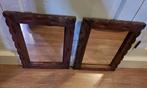 2 vintage spiegels met donkerbruin houten lijst retro deco, Minder dan 50 cm, Gebruikt, Ophalen of Verzenden, Minder dan 100 cm