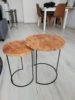 Industriele houten bijzettafels / salontafel, Minder dan 45 cm, Rond, Ophalen of Verzenden, Minder dan 55 cm