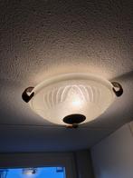 Vintage plafondlamp mat wit brons, Ophalen, Zo goed als nieuw, Glas