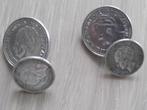 Manchetknopen van een kwartje en een dubbeltje, Koningin Wilhelmina, 10 cent, Ophalen of Verzenden
