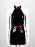 Zwarte rode wetlook jurk jurkje lak leer lakleer sexy, Kleding | Dames, Verzenden, Nieuw, Zwart, Boven de knie