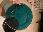 Grote glazen borden/schalen turquoise, Huis en Inrichting, Keuken | Servies, Ophalen, Gebruikt, Glas, Bord(en)