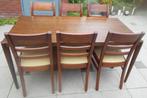 Eettafel met 6 stoelen, Huis en Inrichting, Tafels | Eettafels, Ophalen, Gebruikt, 50 tot 100 cm, Vijf personen of meer